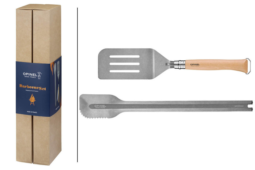 Sett med 3 grillredskaper Opinel kjøttspatel + kniv + tang