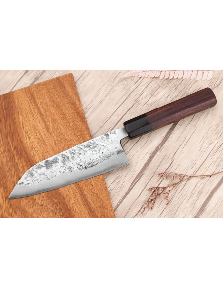16,5cm Yoshimune Cuchillo santoku de Kawamura WS2 pulido artesanía japonesa
