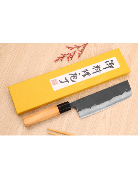 16,5 cm Yoshimune coltello nakiri giapponese coltello nakiri fatto a mano da Kawamura Nero WS2