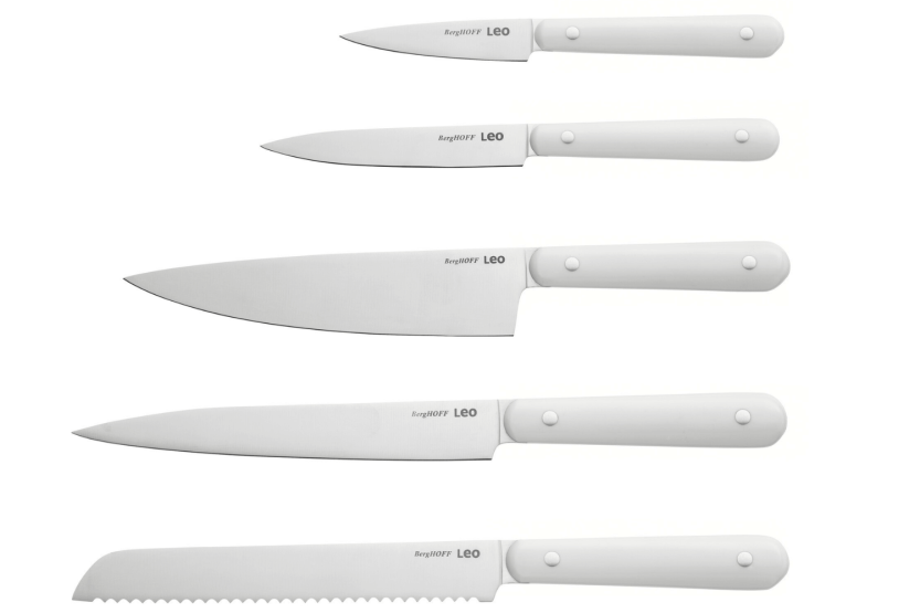 Sett med 5 Berghoff Leo Glints Spirit-kniver i hvitt rustfritt stål