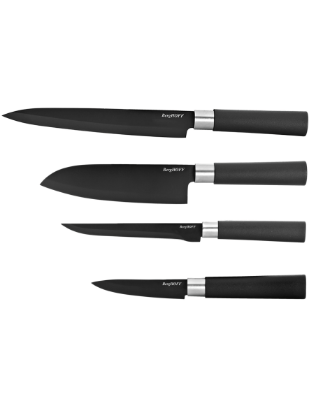 Set van 4 Berghoff DiNA Prime messen, zwarte antiaanbakmessen
