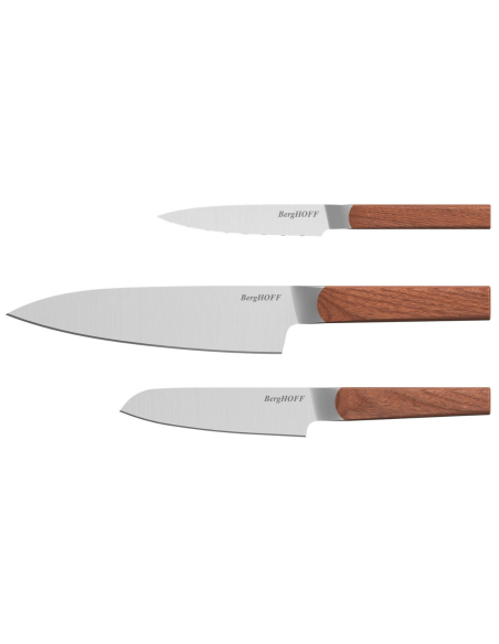 Sæt med 3 Berghoff Dina Ion-knive med blad i rustfrit stål og skaft i asketræ