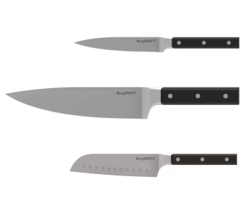 Sett med 3 Berghoff Dina Gene-kniver i svart rustfritt stål