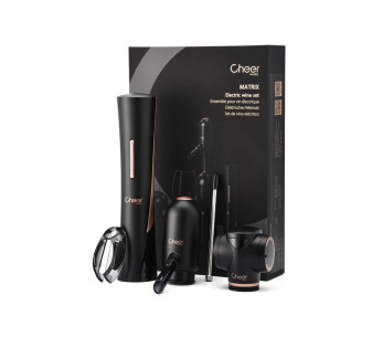 Elektrisches Korkenzieher- und Weinzubehör-Set Cheer Moda Matrix - Schwarz & Bronze
