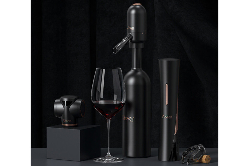 Cheer Moda Matrix electric corkscrew and wine accessories set - Black & Bronze