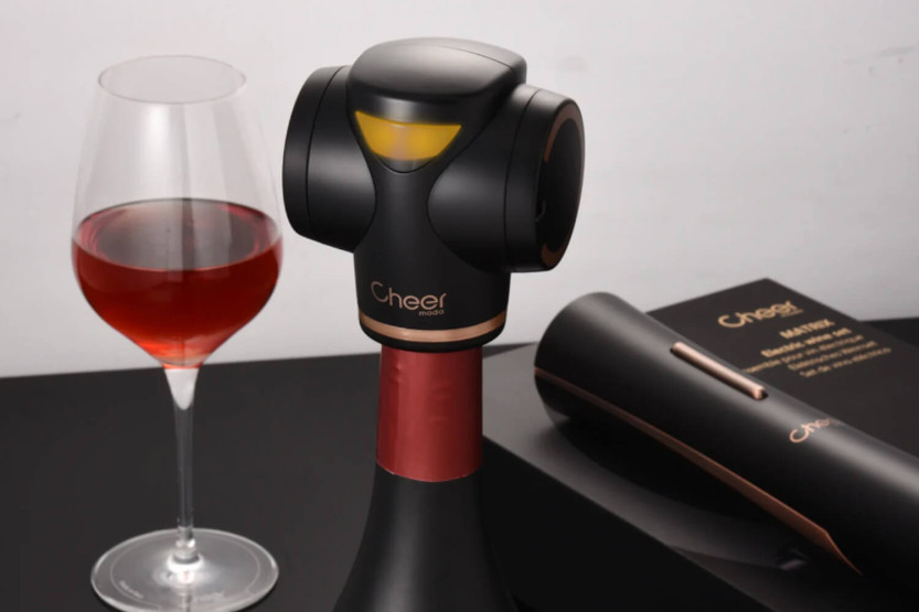 Cheer Moda Matrix electric corkscrew and wine accessories set - Black & Bronze