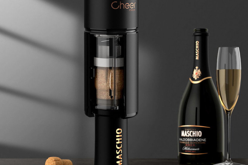 Cheer Moda Ace Electric Champagne Corkscrew - Black & Bronze