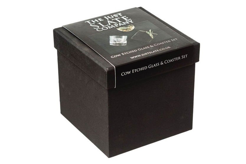 Copo de whisky Selbrae House com base para copos - Motivo vaca
