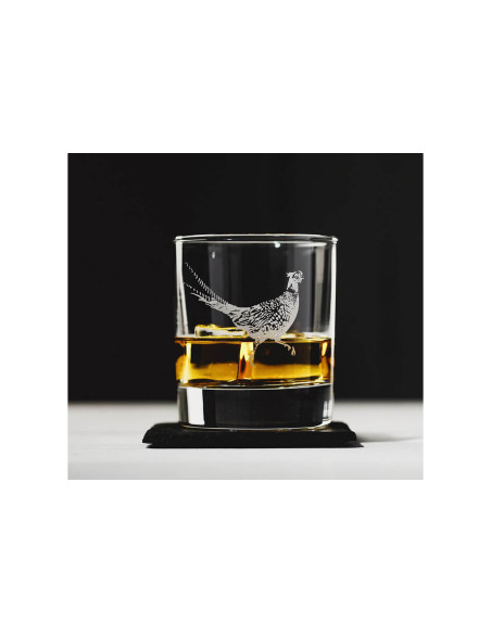 Copo de whisky Selbrae House com base para copos - motivo faisão