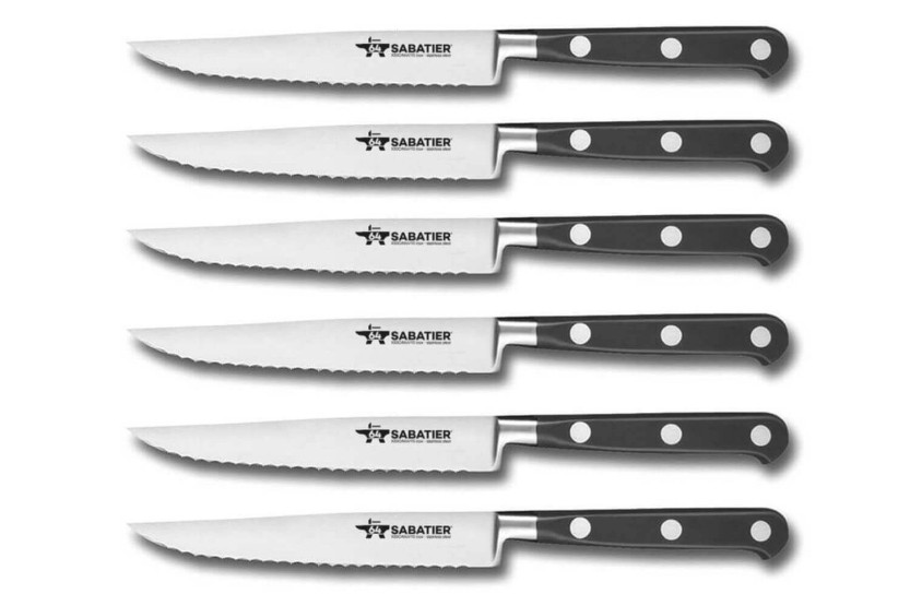 Conjunto de 6 facas para bife Fischer Sabatier 64 com lâmina serrilhada de 12,5 cm