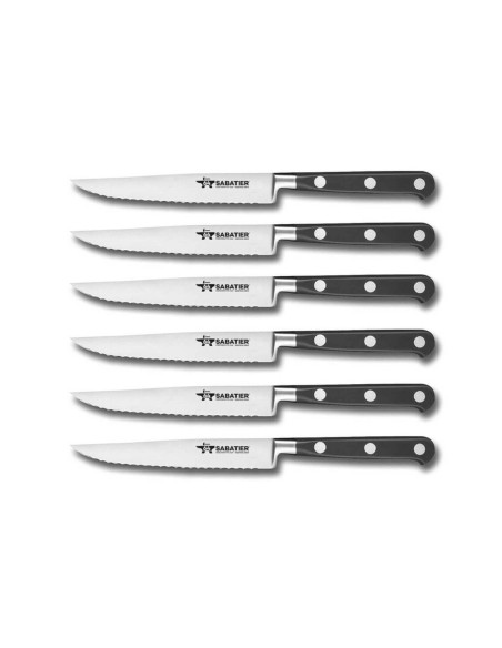 Set mit 6 Steakmessern Fischer Sabatier 64 gezackte Klinge 12.5cm