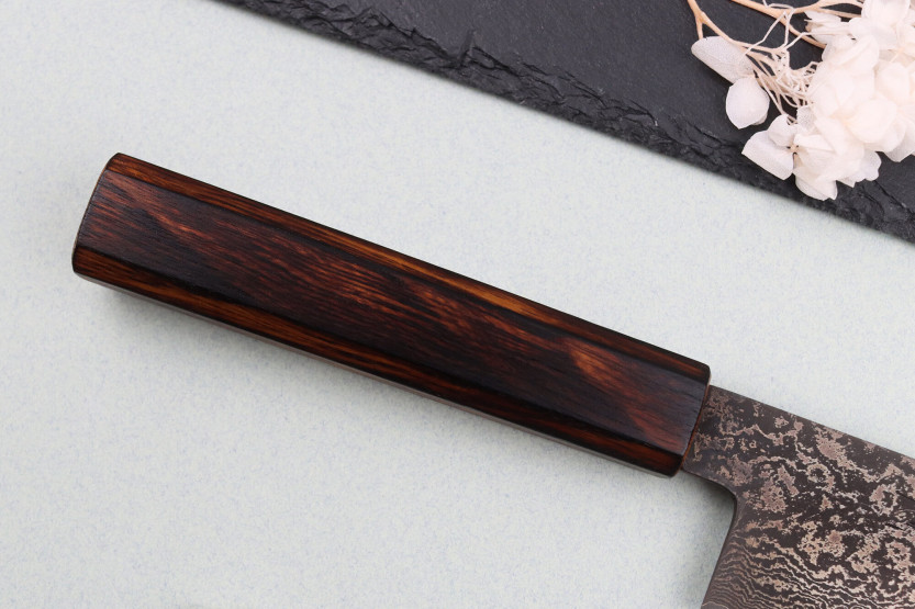 Couteau bunka 18cm japonais artisanal Nakamura Kaishin Ginsan Black Damas