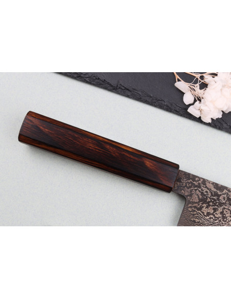 Couteau bunka 18cm japonais artisanal Nakamura Kaishin Ginsan Black Damas
