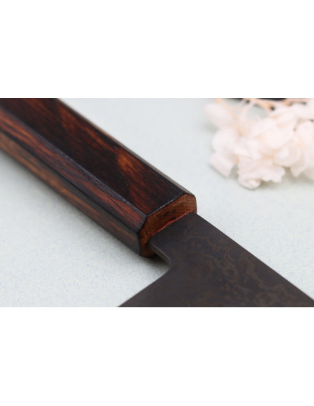 Couteau bunka 18cm japonais artisanal Nakamura Kaishin Ginsan Black Damas