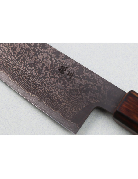 Couteau bunka 18cm japonais artisanal Nakamura Kaishin Ginsan Musta Damas Musta Damas