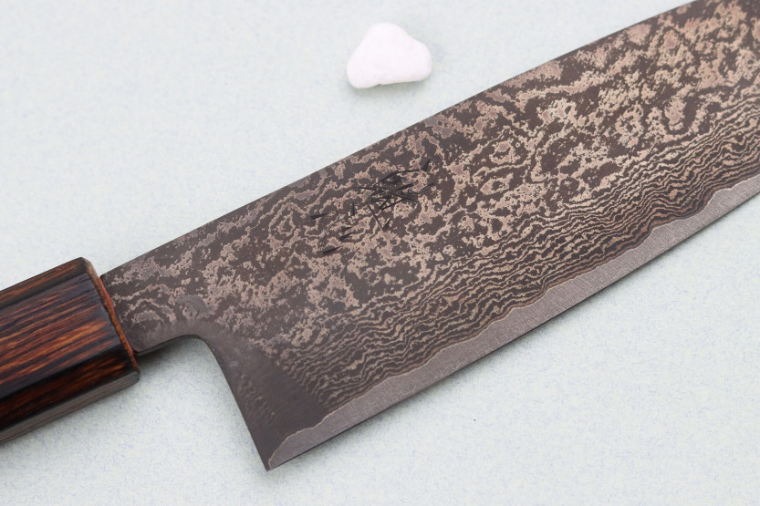 Nakamura Kaishin Ginsan Black Damas 16.5cm japanilainen santoku veitsi