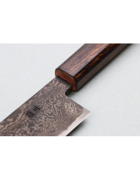 faca santoku japonesa faca santoku de 16,5 cm Nakamura Kaishin Ginsan Black Damas