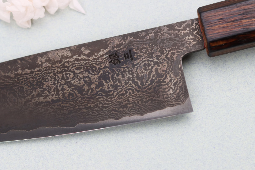 Nakamura Kaishin Ginsan Black Damas 16,5 cm coltello santoku giapponese