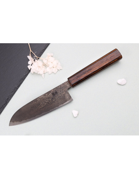 Nakamura Kaishin Ginsan Zwart Damas 16,5cm Japans santoku mes