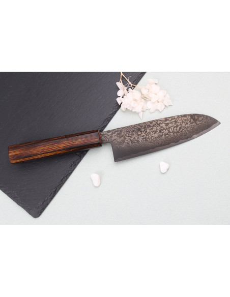 Nakamura Kaishin Ginsan Black Damas 16,5 cm coltello santoku giapponese