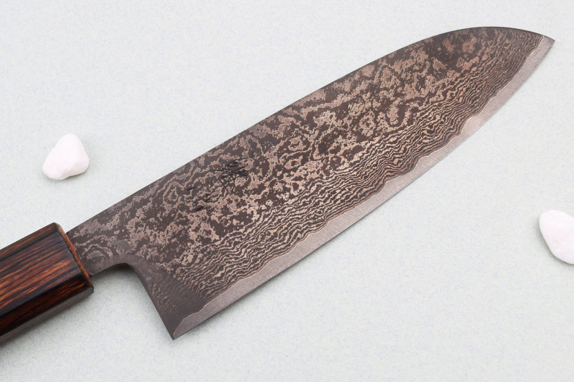 Nakamura Kaishin Ginsan Black Damas 16,5 cm japansk santokukniv
