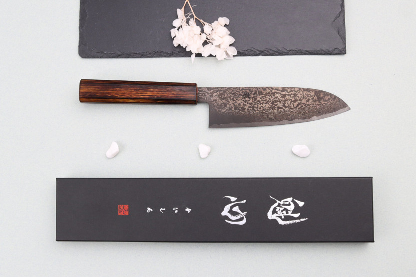 Nakamura Kaishin Ginsan Zwart Damas 16,5cm Japans santoku mes