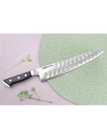 Cuchillo de cocinero japonés Glestain serie K 24cm con borde granton