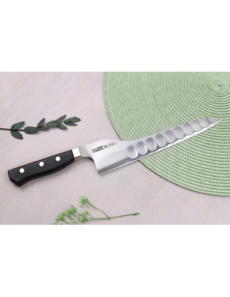 Glestain K Series 21cm Japanese Universal knife with granton edge curved back
