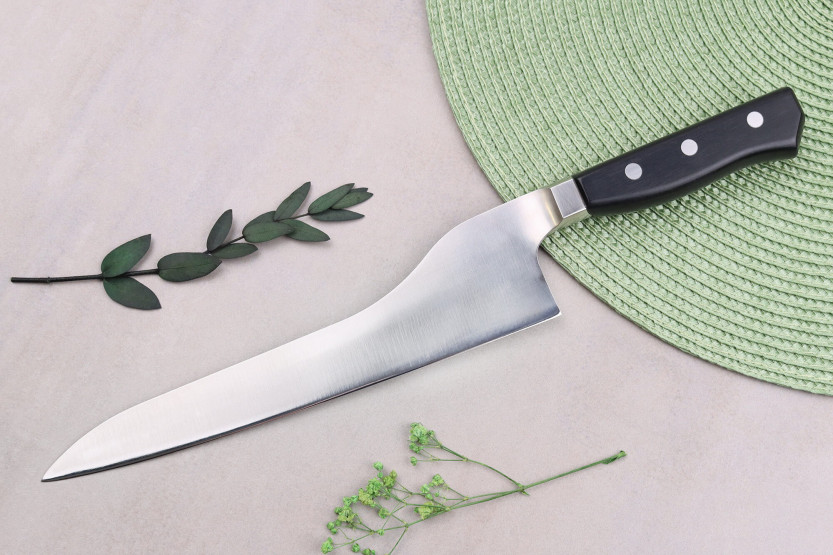 Glestain K Series 21cm Japanese Universal knife with granton edge curved back
