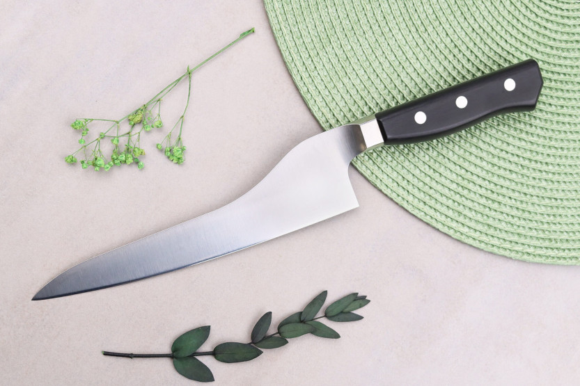 con fossette giapponese coltello universale Glestain Serie K da 18 cm con fossette dorso curvo con fossette