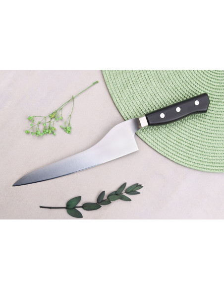 Glestain K Series 18 cm japansk universalkniv med grantonskær, buet ryg