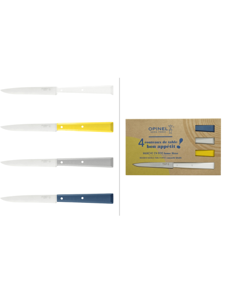 Set of 4 Opinel Bon Appétit Céleste table knives n°125 11cm stainless steel blades hornbeam handles