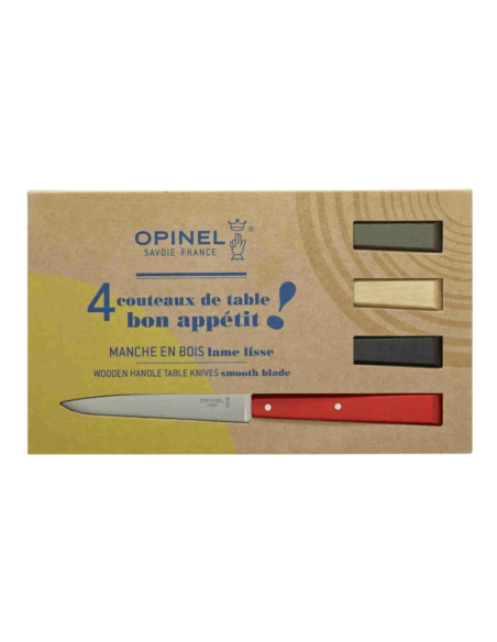 Set of 4 Opinel Bon Appétit Loft table knives n°125 11cm stainless steel blades hornbeam handles