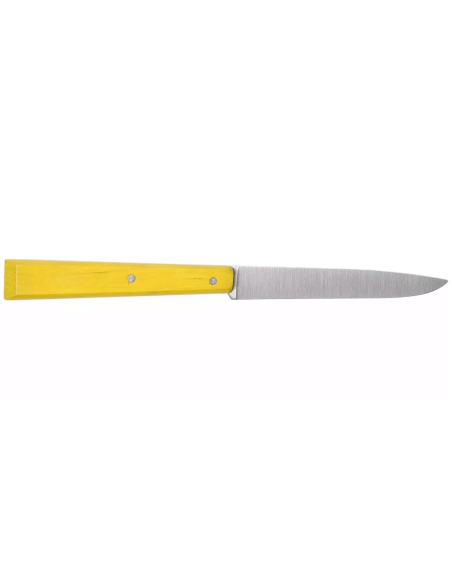 Opinel Bon Appétit Bois faca de mesa n°125 11cm lâmina em aço inoxidável cabo em chifre de boi amarelo