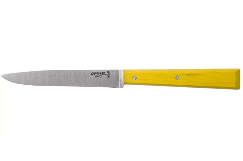 Opinel Bon Appétit Bois faca de mesa n°125 11cm lâmina em aço inoxidável cabo em chifre de boi amarelo