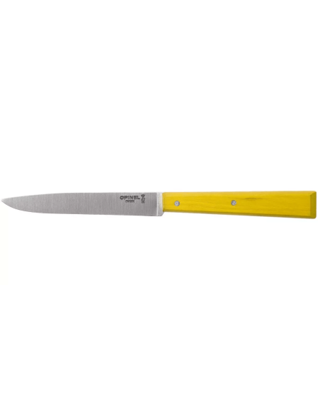 Opinel Bon Appétit Bois faca de mesa n°125 11cm lâmina em aço inoxidável cabo em chifre de boi amarelo