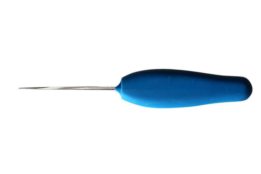 Au Nain ostronkniv blått runt handtag blad i rostfritt stål