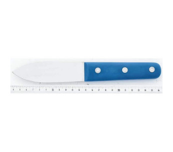 Jacobsschelpmes 11 cm breed roestvrijstalen lemmet, blauw handvat