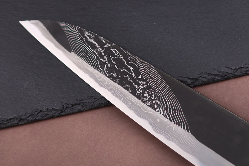 Coltello da chef giapponese Hinoura Tsukasa River Jump da 21 cm con manico in legno di ferro