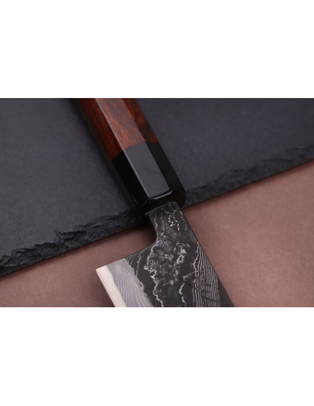 Coltello da chef giapponese Hinoura Tsukasa River Jump da 21 cm con manico in legno di ferro