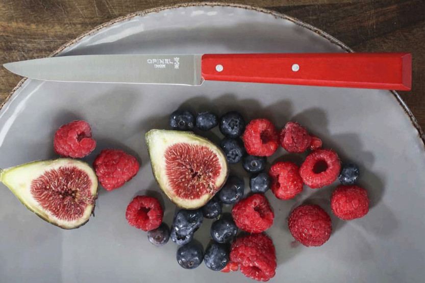 Opinel Bon Appétit Bois bordkniv n°125 11 cm blad i rustfrit stål håndtag i rød avnbøg