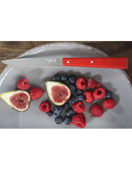 Opinel Bon Appétit Bois bordkniv n°125 11 cm blad i rustfrit stål håndtag i rød avnbøg