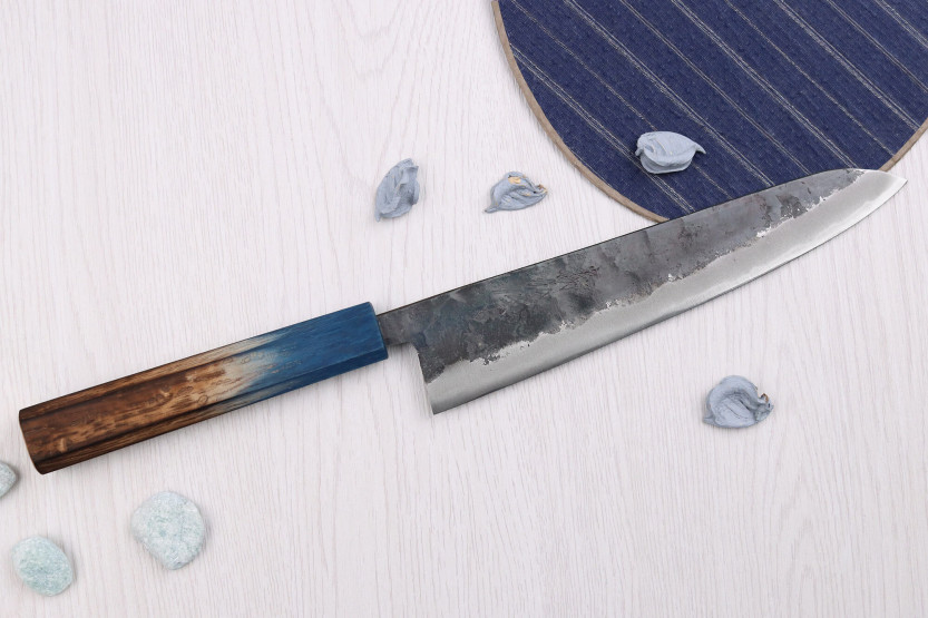 21cm Yoshihiro Rugged Black handgjord japansk kockkniv