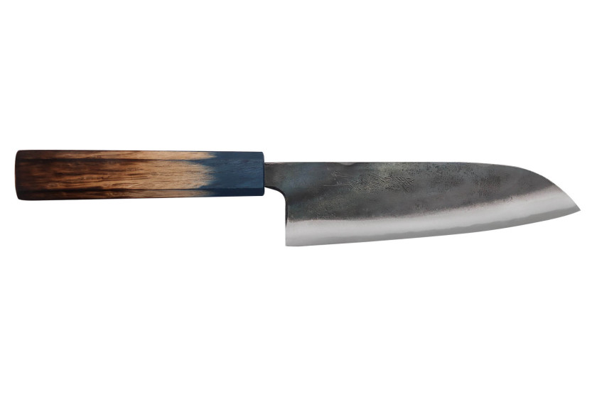 faca santoku Yoshihiro Rugged Black de 16,5 cm, feita à mão no Japão