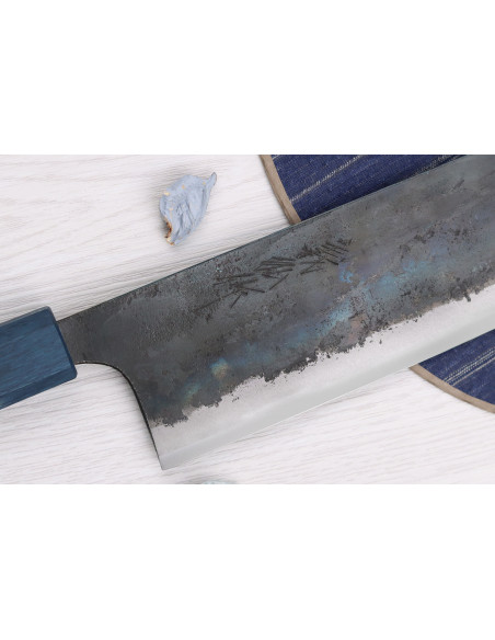 faca nakiri japonesa de 16,5 cm Yoshihiro Rugged Black feita à mão
