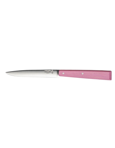 Opinel Bon Appétit Bois faca de mesa n°125 11cm lâmina em aço inoxidável cabo em chifre de boi cor-de-rosa