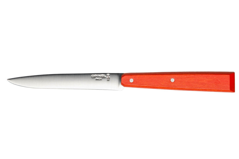 Opinel Bon Appétit Bois pöytäveitsi n°125 11cm ruostumattomasta teräksestä valmistettu terä Mandariini valkopyökki kahva