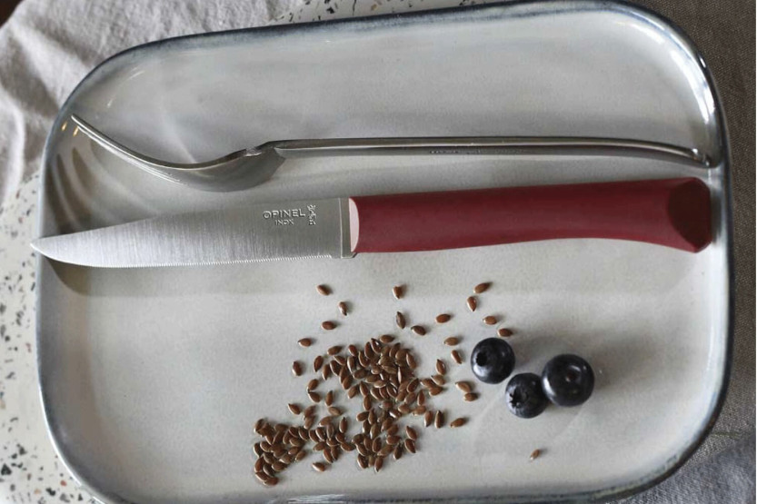 Cuchillo de mesa Opinel Bon Appétit + 11cm hoja acero inoxidable mango polímero granate