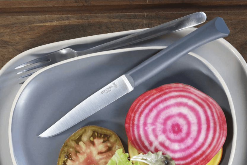 Tafelmesser Opinel Bon Appétit + 11cm Klinge aus rostfreiem Edelstahl Griff aus Polymer Anthrazit
