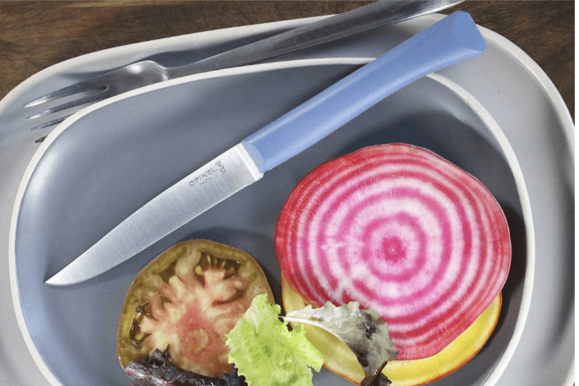 Opinel Bon Appétit bordkniv + 11 cm blad i rustfrit stål, blåt polymerhåndtag
